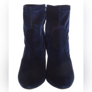 Aquazzura Midnight Blue Velvet Ankle Boots